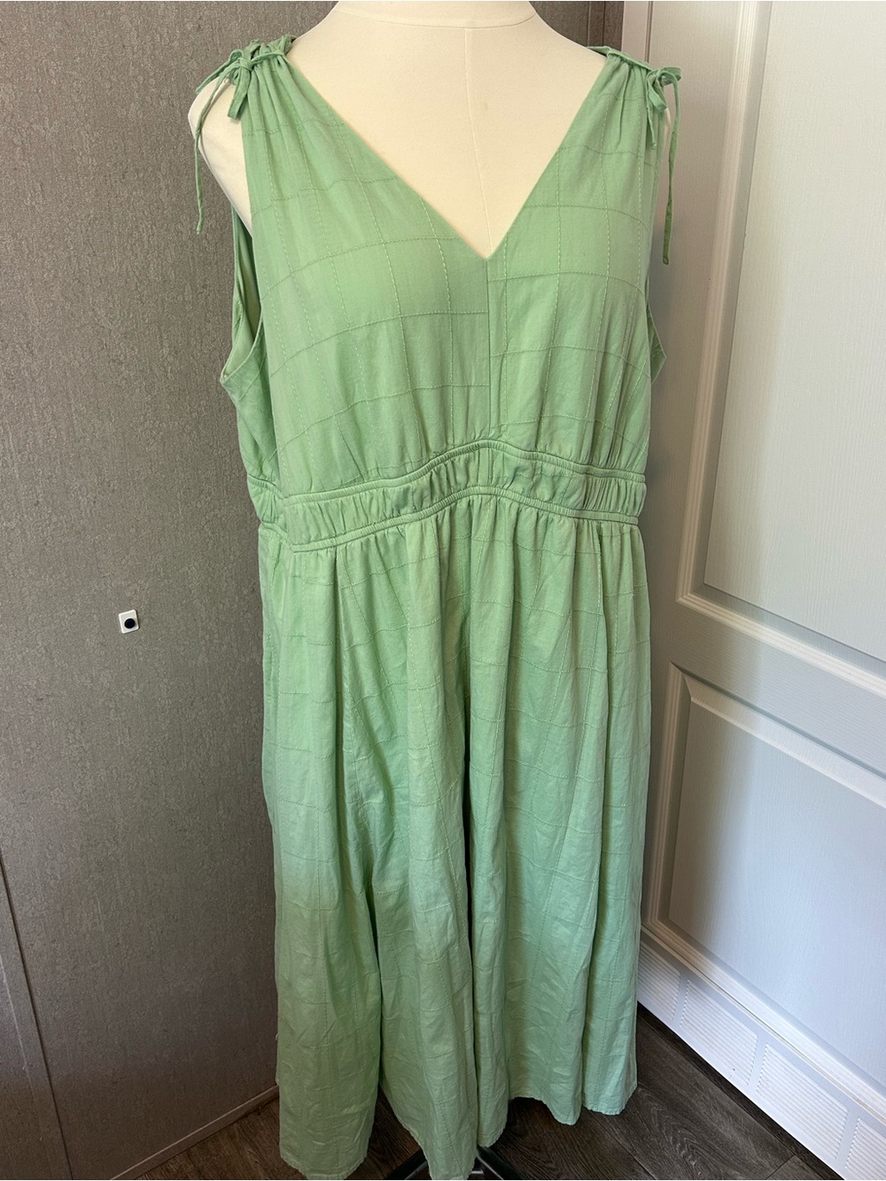 torrid Sage Green V-Neck Maxi Dress with Tie Shoulders